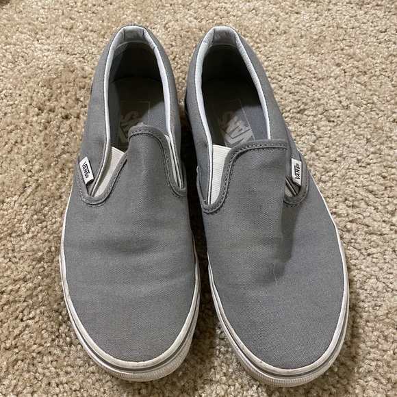 Vans Shoes Lightly Worn Canvas Grey Slip On Vans Poshmark